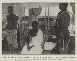 Il re prigioniero del Benin a bordo di una nave del Protettorato della Costa del Niger
