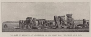 La caduta dei monoliti a Stonehenge alla vigilia di Capodanno, il cerchio com