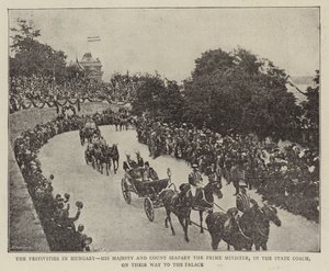 Le Festività in Ungheria, Sua Maestà e il Conte Szapary il Primo Ministro, nella Carrozza di Stato, sulla Strada per il Palazzo da English Photographer