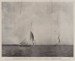 La prima vela di Shamrock II, il nuovo sfidante che guida Shamrock I nelle acque di Southampton da English Photographer