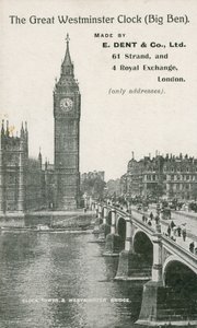 Il Grande Orologio di Westminster, Big Ben, realizzato da E Dent und Co Ltd da English Photographer