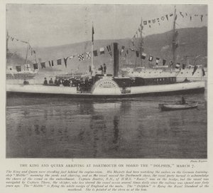 Il re e la regina che arrivano a Dartmouth a bordo del Dolphin, 7 marzo da English Photographer