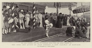 Il re e la regina del Siam inaugurano una nuova ferrovia a Bangkok