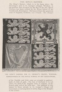 Lo stendardo del re per la Cappella di San Giorgio, Windsor, ricamato dalla Royal School of Art Needlework da English Photographer