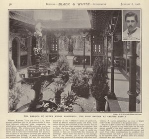 La residenza gallese del Marchese di Bute: Il giardino sul tetto del Castello di Cardiff (foto in b/n)