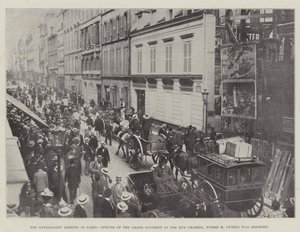 Gli arresti nazionalisti a Parigi, uffici del Grand Occident in Rue Chabrol, dove M Guerin fu assediato da English Photographer