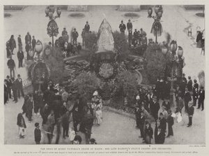 La notizia della morte della Regina Vittoria a Malta, la statua della defunta Maestà drappeggiata e decorata