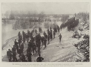Le manovre militari invernali norvegesi, il distaccamento di sciatori che ritorna ai quartieri dopo una finta battaglia da English Photographer