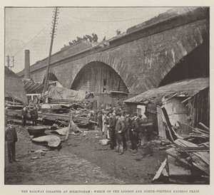 Il disastro ferroviario a Birmingham, il deragliamento del treno espresso della London and North-Western da English Photographer