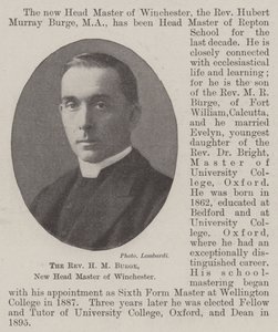 Il Reverendo H M Burge, nuovo preside di Winchester