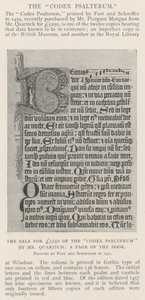 La vendita per £5250 del Codex Psalterum da parte del Signor Quaritch, una pagina del libro da English Photographer