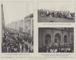 La guerra ispano-americana, scene a Las Palmas, Gran Canaria, ora fortificata e approvvigionata dalla Spagna da English Photographer