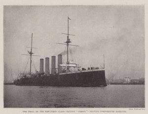 La prova del nuovo incrociatore di prima classe Cressy, in partenza dal porto di Portsmouth da English Photographer