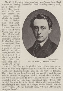 Il Defunto Cecil J Rhodes nel 1867 da English Photographer