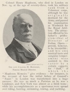 Il defunto colonnello H Mapleson, famoso direttore musicale