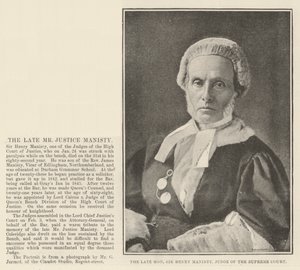 Il defunto onorevole Sir Henry Manisty, giudice della Corte Suprema