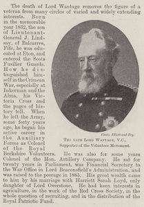 Il defunto Lord Wantage, VC, sostenitore del movimento dei volontari