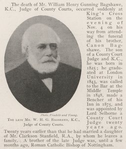 Il defunto signor W H G Bagshawe, KC, giudice dei tribunali di contea da English Photographer