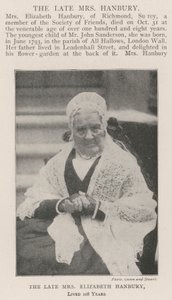 La defunta signora Elizabeth Hanbury, vissuta 108 anni