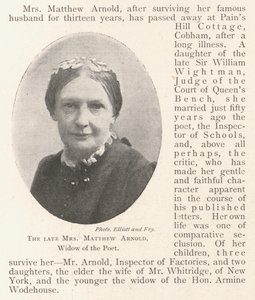 La defunta signora Matthew Arnold, vedova del poeta da English Photographer