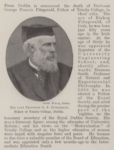 Il defunto Professor G F Fitzgerald, membro del Trinity College di Dublino