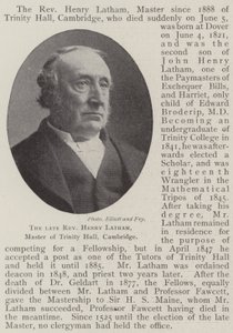 Il defunto reverendo Henry Latham, maestro di Trinity Hall, Cambridge da English Photographer