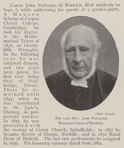 Il defunto reverendo John Patteson, canonico onorario di Norwich da English Photographer