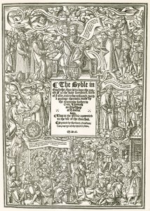 La pagina del titolo della Bibbia di Cranmer, AD 1540