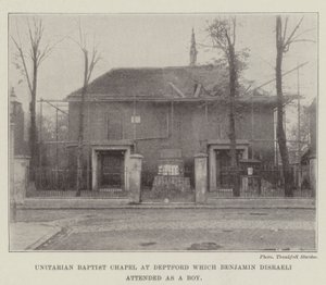 Cappella battista unitaria a Deptford che Benjamin Disraeli frequentava da ragazzo da English Photographer