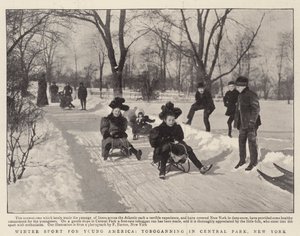 Sport invernali per i giovani americani, slittino a Central Park, New York da English Photographer
