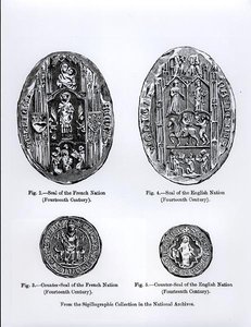 Sigilli del XIV secolo delle nazioni francese e inglese, illustrazione da 