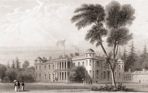 Veduta del XIX secolo di Goodwood House, West Sussex, Inghilterra meridionale. Da Churton