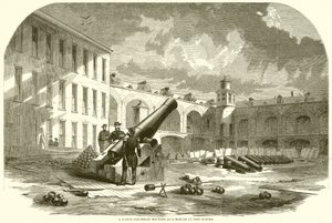 Un columbiad da 10 pollici montato come mortaio a Fort Sumter da English School