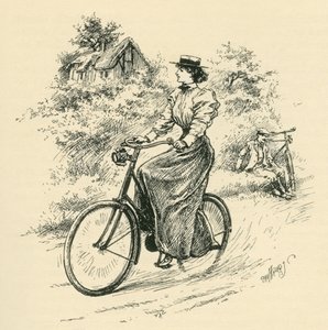 Una ciclista del XIX secolo. Da The Strand Magazine pubblicato nel 1897. da English School
