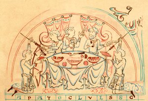 Un banchetto (litografia a colori) da English School