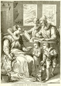 Uno scriba della Bibbia del periodo della Riforma da English School