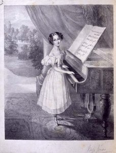Una bambina pianista (Miss Jonas?) che suona 