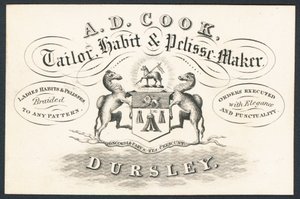 A D Cook, sarto, creatore di abiti e pelisse da English School
