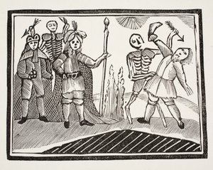 Un dialogo tra un cieco e la morte, illustrazione da Chap-books del XVIII secolo di John Ashton, pub. 1882 da English School