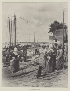 Un villaggio di pescatori olandese (litografia) da English School