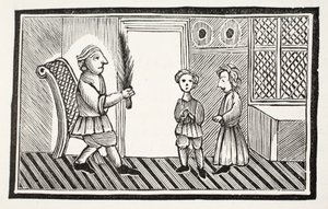Un padre e i suoi figli, illustrazione da Chap-books del XVIII secolo di John Ashton, pub. 1882 da English School