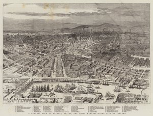 Veduta generale di Belfast, Ulster, la principale città manifatturiera d