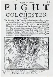 Una grande e sanguinosa battaglia a Colchester, stampata nel 1648 da English School