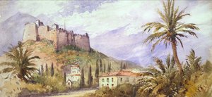Fortezza su una collina nelle montagne dell