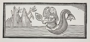 Una sirena, che presagisce distruzione ai marinai, illustrazione da Chap-books del XVIII secolo di John Ashton, pub. 1882