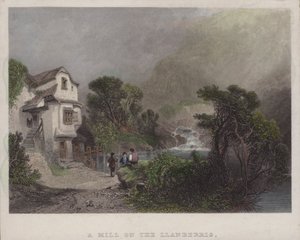 Un mulino a Llanberris (incisione colorata) da English School