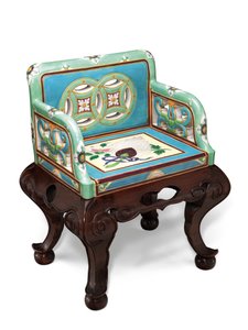 Poltrona in maiolica Minton del movimento estetico, turchese e verde acqua, c.1865 da English School