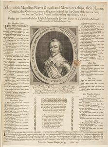 Un elenco navale con ritratto del conte di Warwick da English School