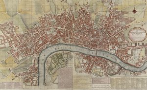 Un nuovo e preciso piano delle città di Londra e Westminster e del borgo di Southwark, 1725 da English School