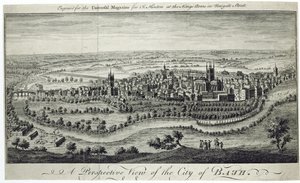 Una Vista Prospettica della Città di Bath, incisa per la Universal Magazine, c.1750 da English School
